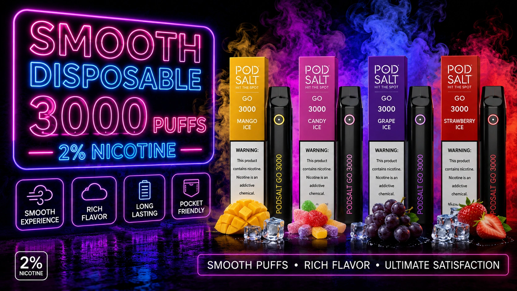 SMOOTH DISPOSABLE 3000 PUFFS 2% NICOTINE