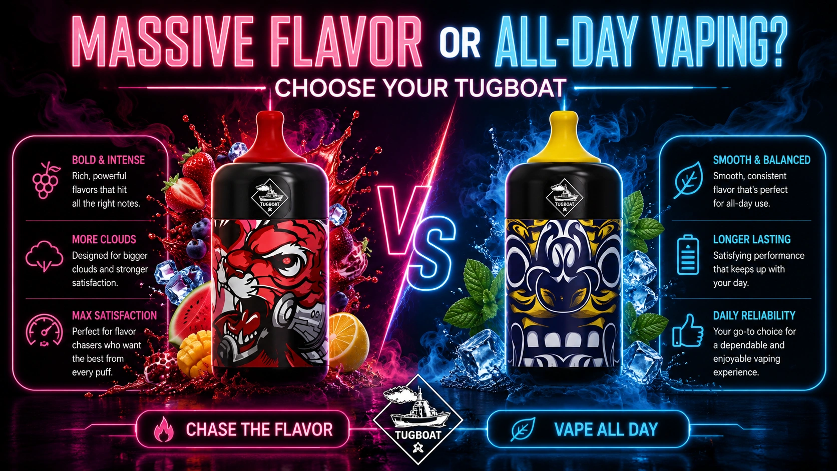 Massive Flavor or All-Day Vaping Choose Your Tugboat