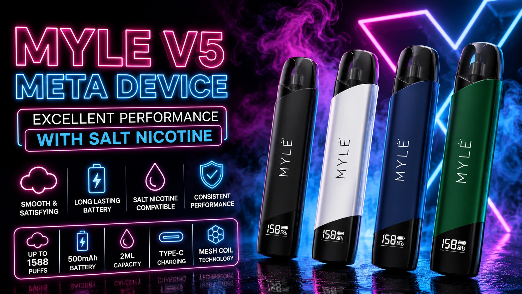 Myle V5 Meta Device Excellent Performance with Salt Nicotine